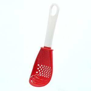 6 in 1 Multifunctional cooking gadgets, 356°F Heat Resistant kitchen gadgets, Egg Separator, Cooking, Draining, Mashing, Grating, Cooking spoon red