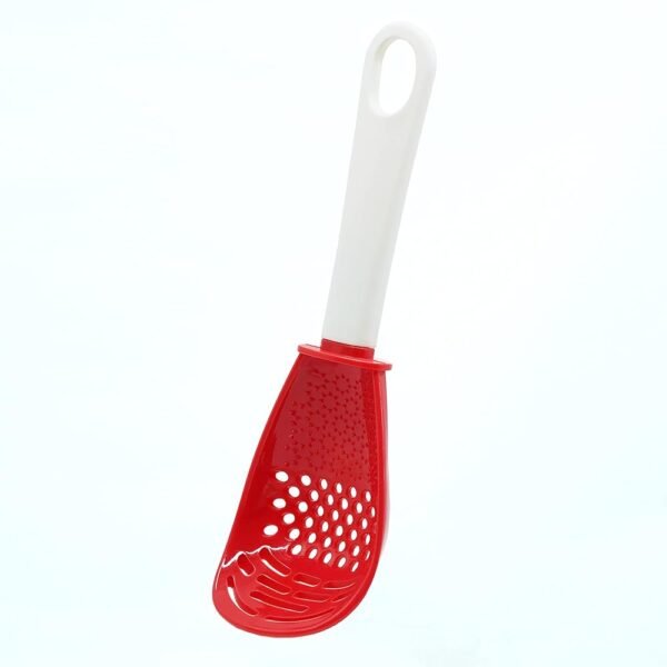 6 in 1 Multifunctional cooking gadgets, 356°F Heat Resistant kitchen gadgets, Egg Separator, Cooking, Draining, Mashing, Grating, Cooking spoon red