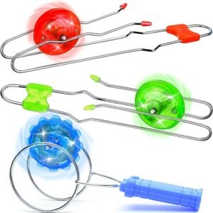 Fathers Day Dad Gifts from Daughter Son Wife 3pcs Light Up Gyro Wheel Fidget Toys for Kids, Father's Day Birthday Gifts for Dad Husband Grandpa Him Boyfriend, Magic Rail Twirler...