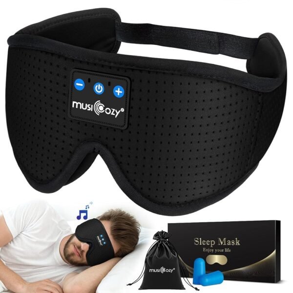 MUSICOZY 3D Bluetooth 5.4 Sleep Headphones, Breathable Wireless Music Eye Mask, Sleeping Headphones with Headband for Side Sleepers, Women, Men, Air Travel, Unique Tech Gifts
