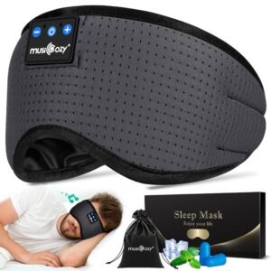 MUSICOZY Sleep Headphones Bluetooth 5.4 Breathable Sleeping Headphones Sleep Mask, Wireless Eye Mask Sleep Earbuds for Side Sleepers Men Women Office Travel Cool Tech Gadgets Gift