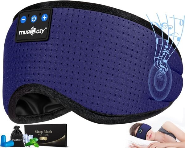MUSICOZY Sleep Headphones Bluetooth 5.4 Headband Breathable Sleeping Headphones, Wireless Music Eye Mask Earbuds Earphones for Side Sleepers Men Women Air Travel Cool Tech...