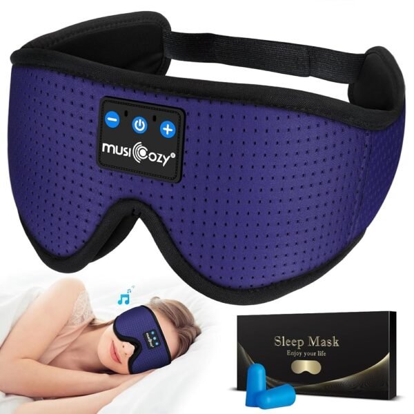 MUSICOZY Sleep Headphones Breathable Bluetooth Headband 3D Sleeping Headphones, Wireless Music Eye Mask Sleep Earbuds for Side Sleeper Women Men Office Air Travel Cool Tech...