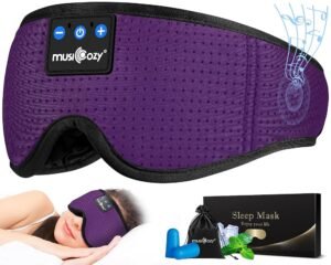 MUSICOZY Sleep Headphones Masks, Bluetooth Sleep Eye Mask for Sleeping for Side Sleepers, Sleeping Masks Headphones Wireless Music Mask Men Women with Speakers Cool Tech Gadgets...