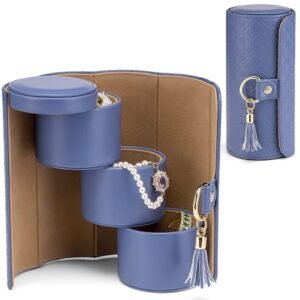Vlando Christmas Gifts for Mom, Women, Wife - Travel Jewelry Oragnizer, 3-Layer Jewelry Storage Box, Travel Essential Accessories for Women, Gifts for Travelers Couples Mom...