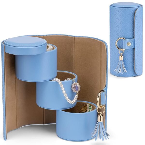 Vlando Christmas Gifts for Mom, Women, Wife - Travel Jewelry Oragnizer, 3-Layer Jewelry Storage Box, Travel Essential Accessories for Women, Gifts for Travelers Couples Mom...